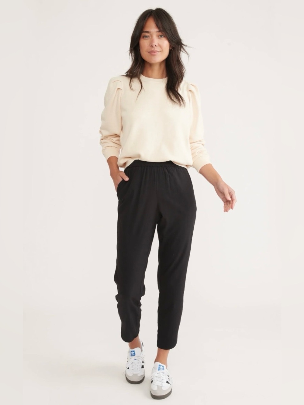 Marine Layer Allison Black Elastic-Waist Joggers
